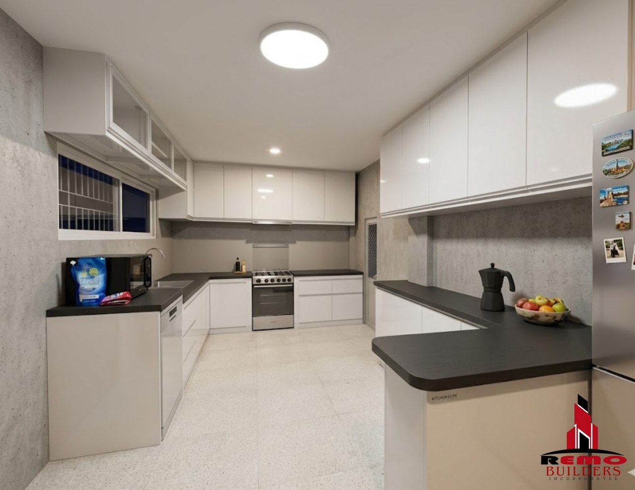 Aluminum White Frame Hanging Cabinet & Undersink Cover With L-TYPE Counter