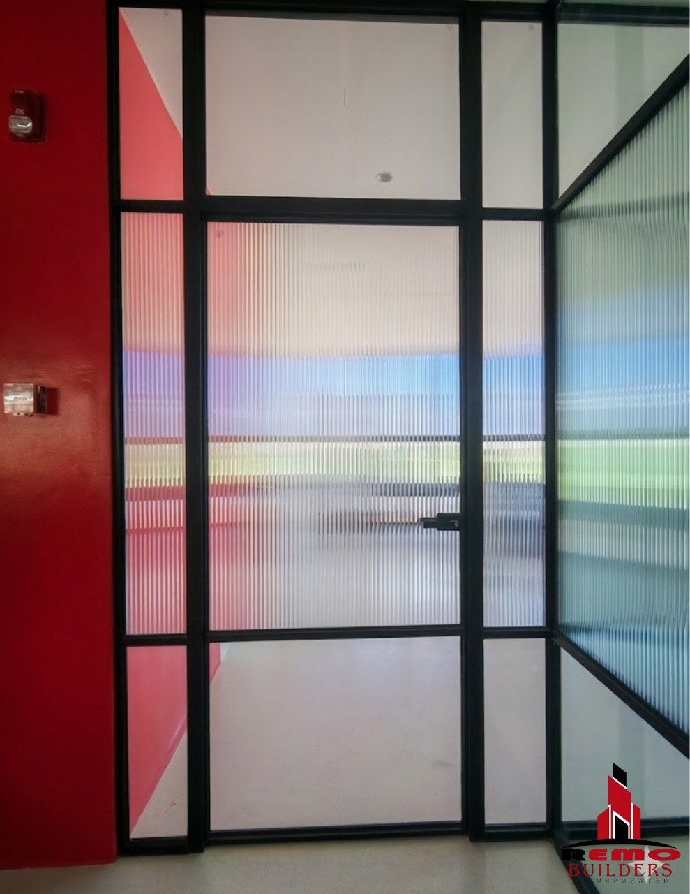 Aluminum Matte Black 75 Series Single and Double Swing Door with 10MM Clear Glass and Corrugated Sticker