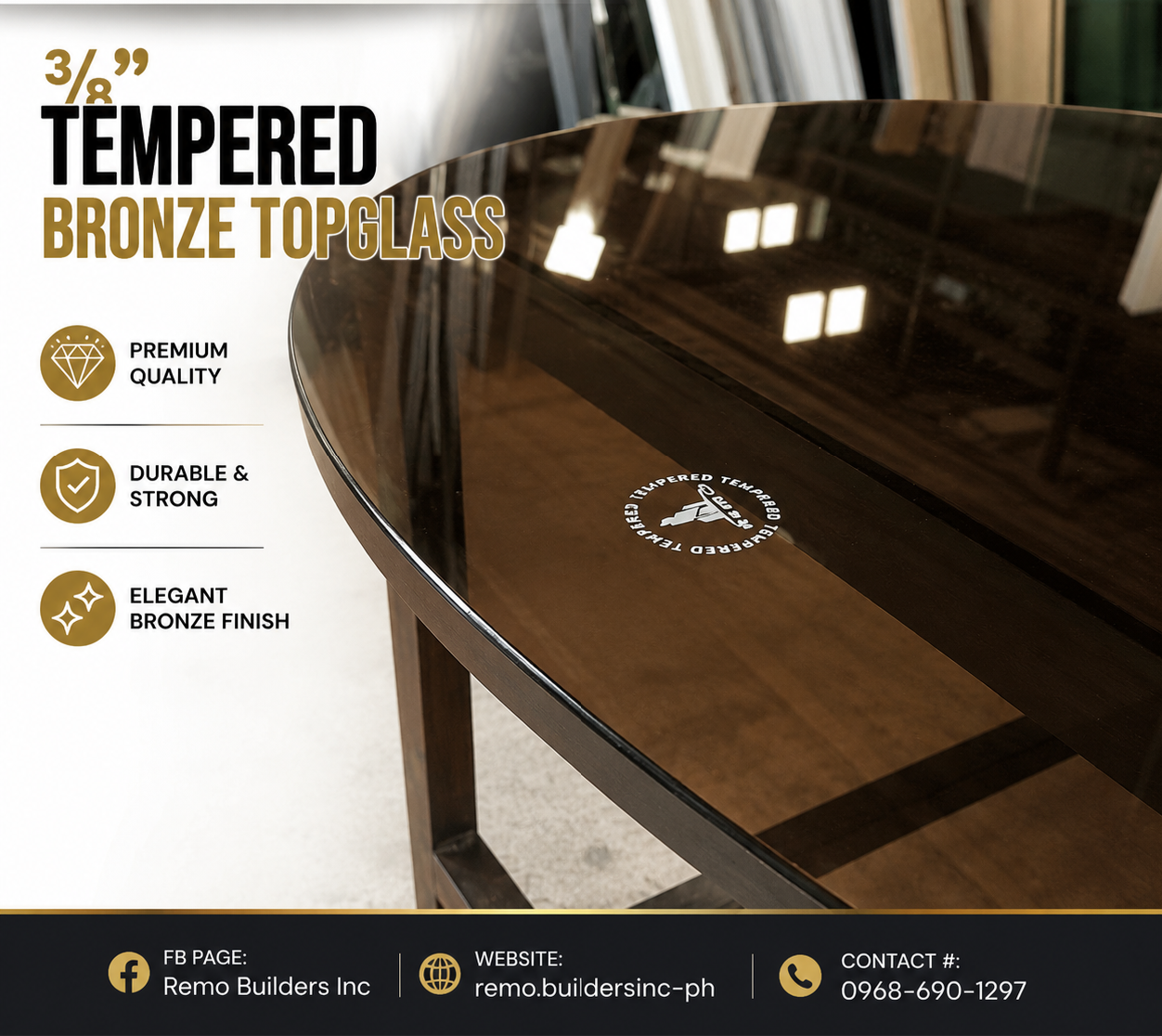3/8 TEMPERED BRONZE GLASS